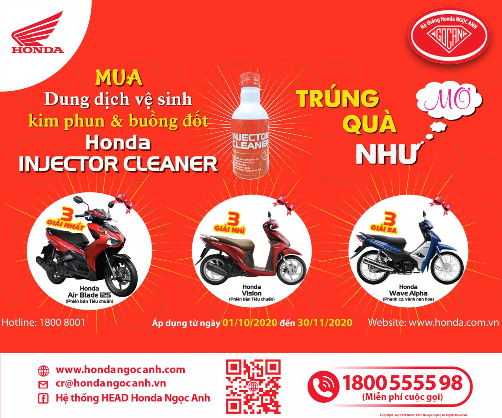 Chương Trình ” Mua Honda Injector Cleaner, Trúng Quà Như Mơ” – Cửa hàng xe máy Ngọc Anh